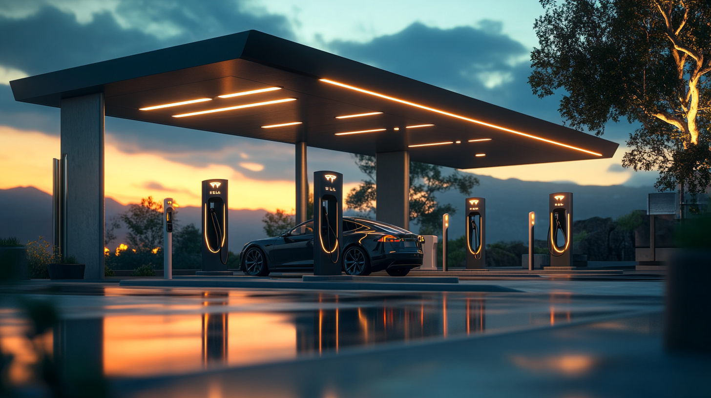 Modern EV charging station with Plugkaro branding